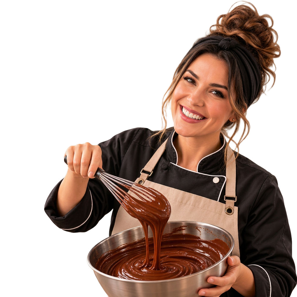 Confeiteira mexendo chocolate